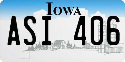 IA license plate ASI406