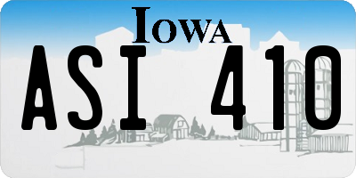 IA license plate ASI410