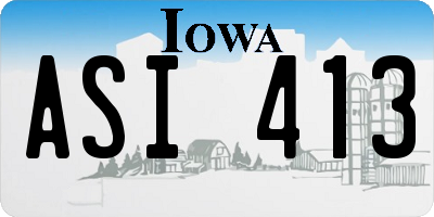 IA license plate ASI413