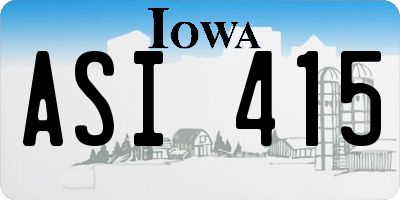 IA license plate ASI415