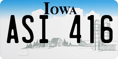 IA license plate ASI416