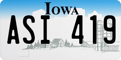 IA license plate ASI419