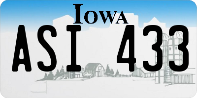 IA license plate ASI433