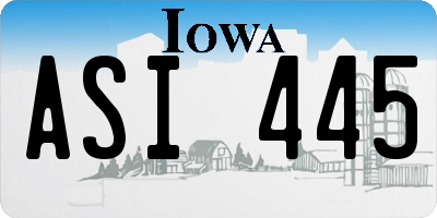 IA license plate ASI445