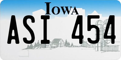 IA license plate ASI454