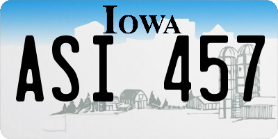 IA license plate ASI457