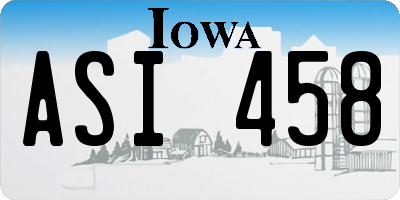 IA license plate ASI458