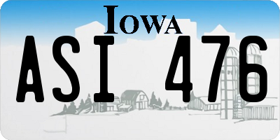 IA license plate ASI476