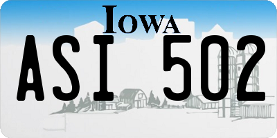 IA license plate ASI502