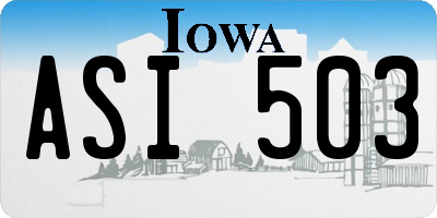 IA license plate ASI503