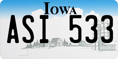 IA license plate ASI533