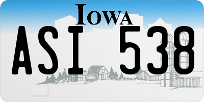 IA license plate ASI538