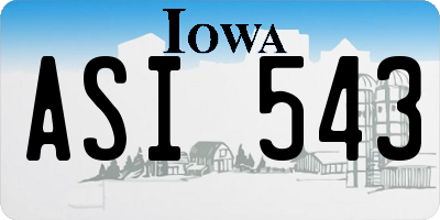 IA license plate ASI543