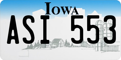 IA license plate ASI553