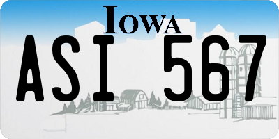 IA license plate ASI567