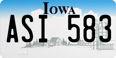 IA license plate ASI583