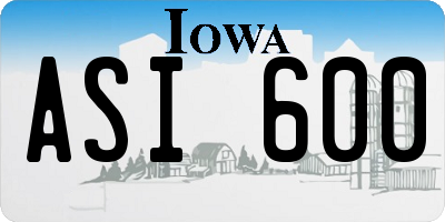 IA license plate ASI600