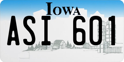 IA license plate ASI601