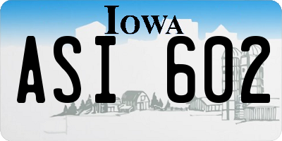 IA license plate ASI602