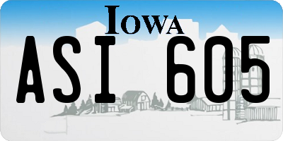 IA license plate ASI605