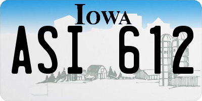 IA license plate ASI612