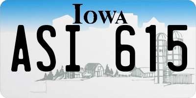 IA license plate ASI615