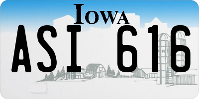 IA license plate ASI616