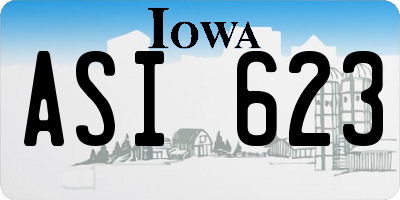 IA license plate ASI623