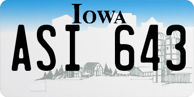 IA license plate ASI643