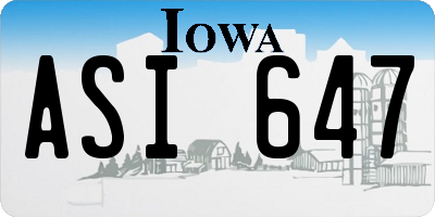 IA license plate ASI647