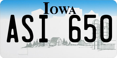 IA license plate ASI650