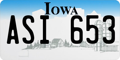 IA license plate ASI653