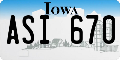 IA license plate ASI670