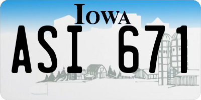 IA license plate ASI671