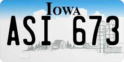 IA license plate ASI673