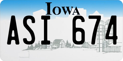 IA license plate ASI674