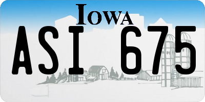 IA license plate ASI675