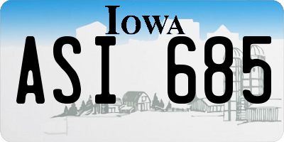 IA license plate ASI685