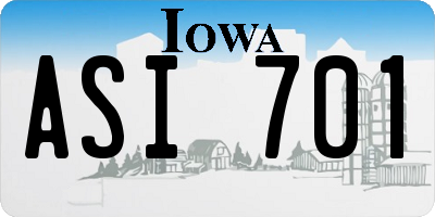 IA license plate ASI701