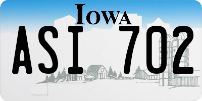 IA license plate ASI702