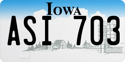 IA license plate ASI703