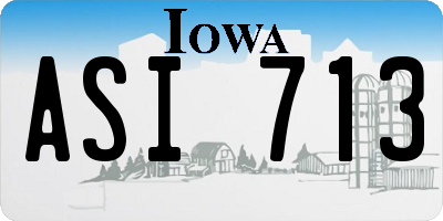 IA license plate ASI713