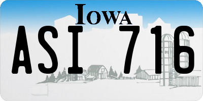 IA license plate ASI716