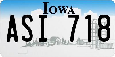 IA license plate ASI718