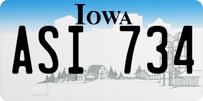 IA license plate ASI734