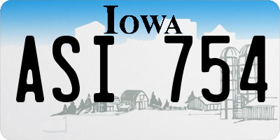 IA license plate ASI754
