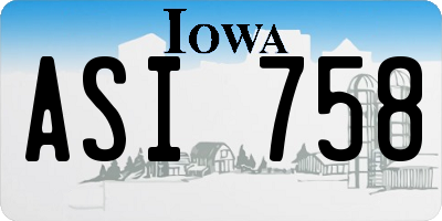 IA license plate ASI758