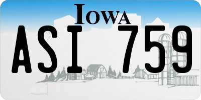 IA license plate ASI759