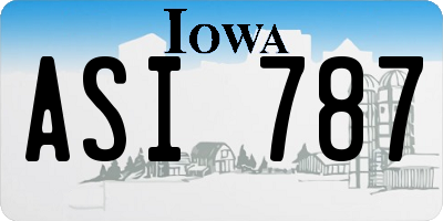 IA license plate ASI787
