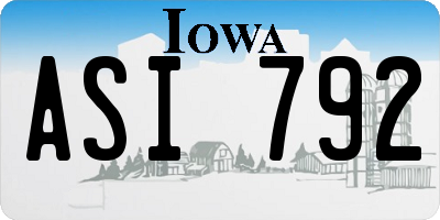 IA license plate ASI792